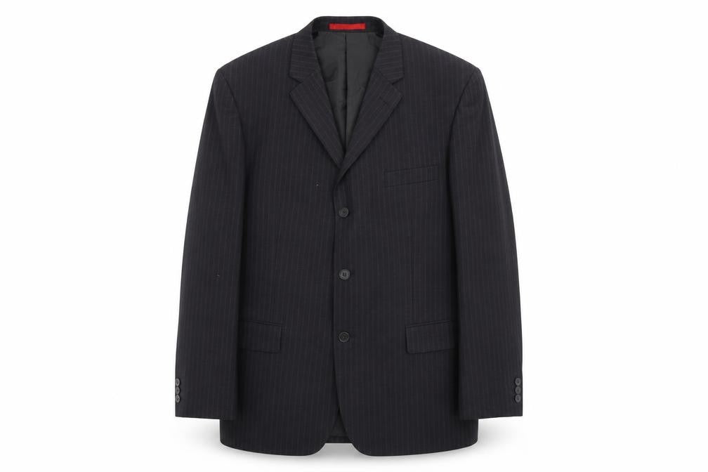Burton Mens Black Striped  Jacket Suit Jacket Size 42