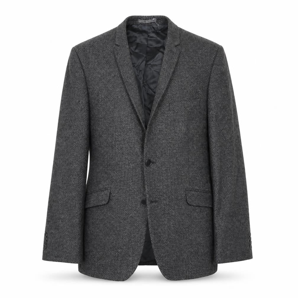 Front view of Limehaus men’s grey herringbone jacket suit jacket, size 44