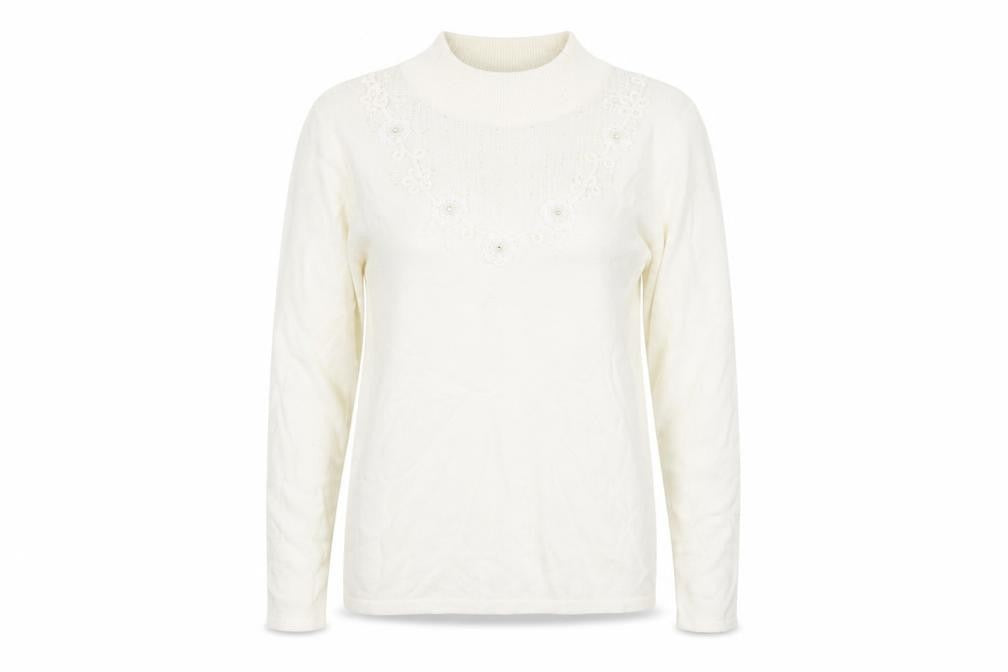 Front view of Bonmarché women’s beige jumper, size M