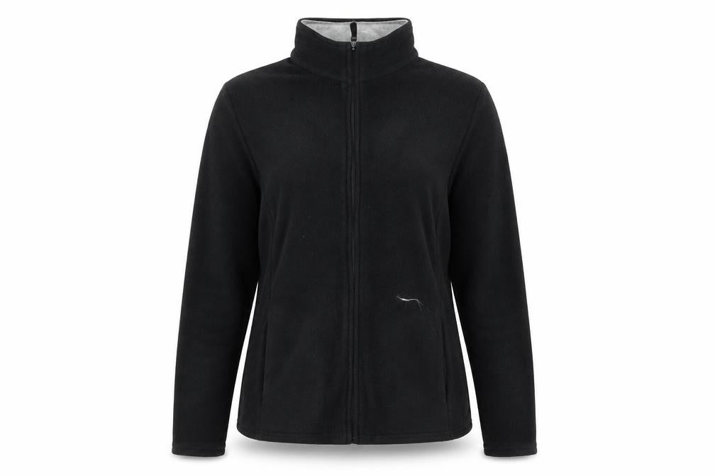Front view of Marks & Spencer women’s black full zip jumper, size UK 16