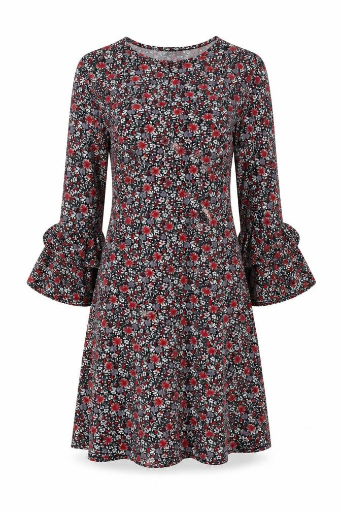 Papaya Womens Black Floral  Fit & Flare  Size S