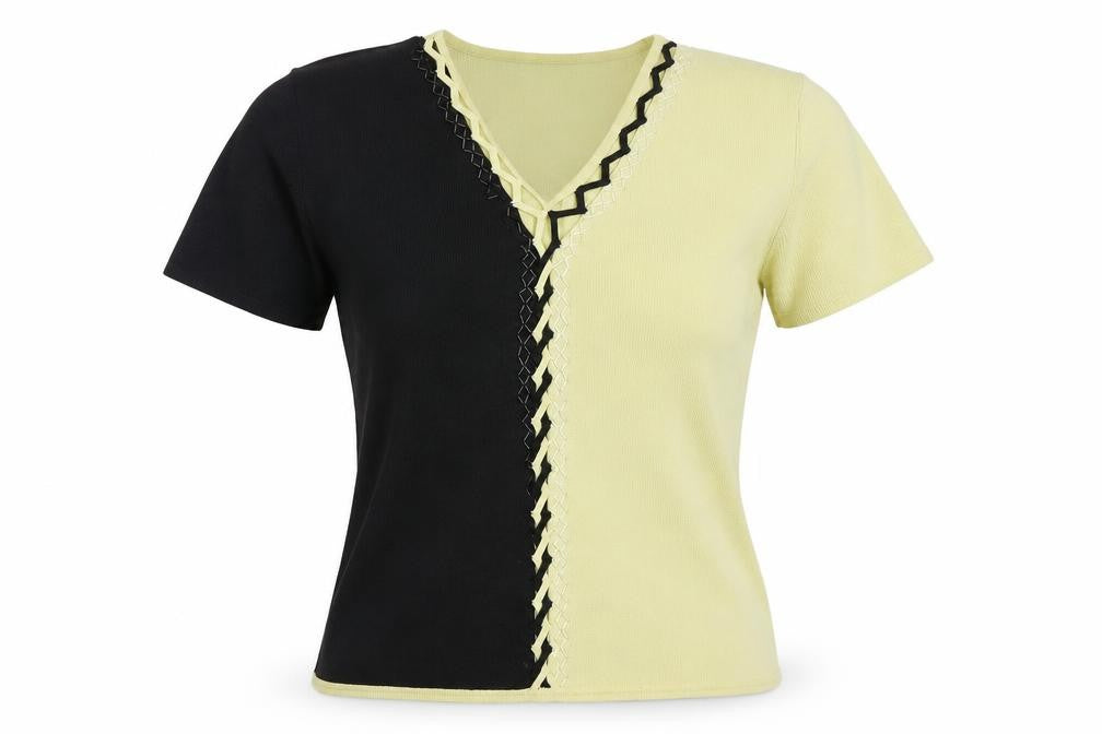 Front view of Roman Originals women’s yellow basic blouse, size S