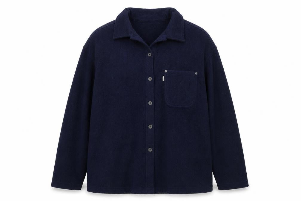 Front view of Woolworths women’s blue fleece jacket, size XL