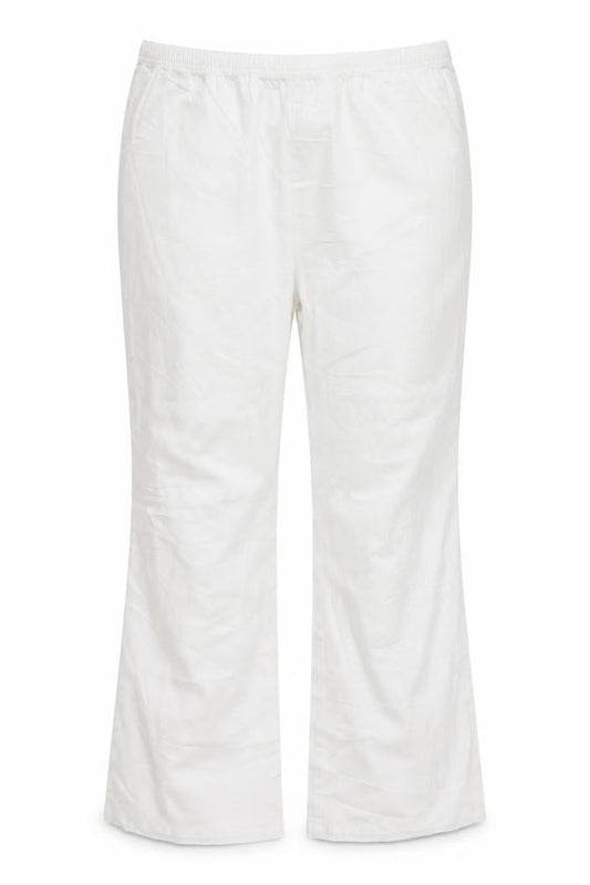 Front view of Simply Be women’s white denim bootcut jeans, size UK 34, 27-inch leg
