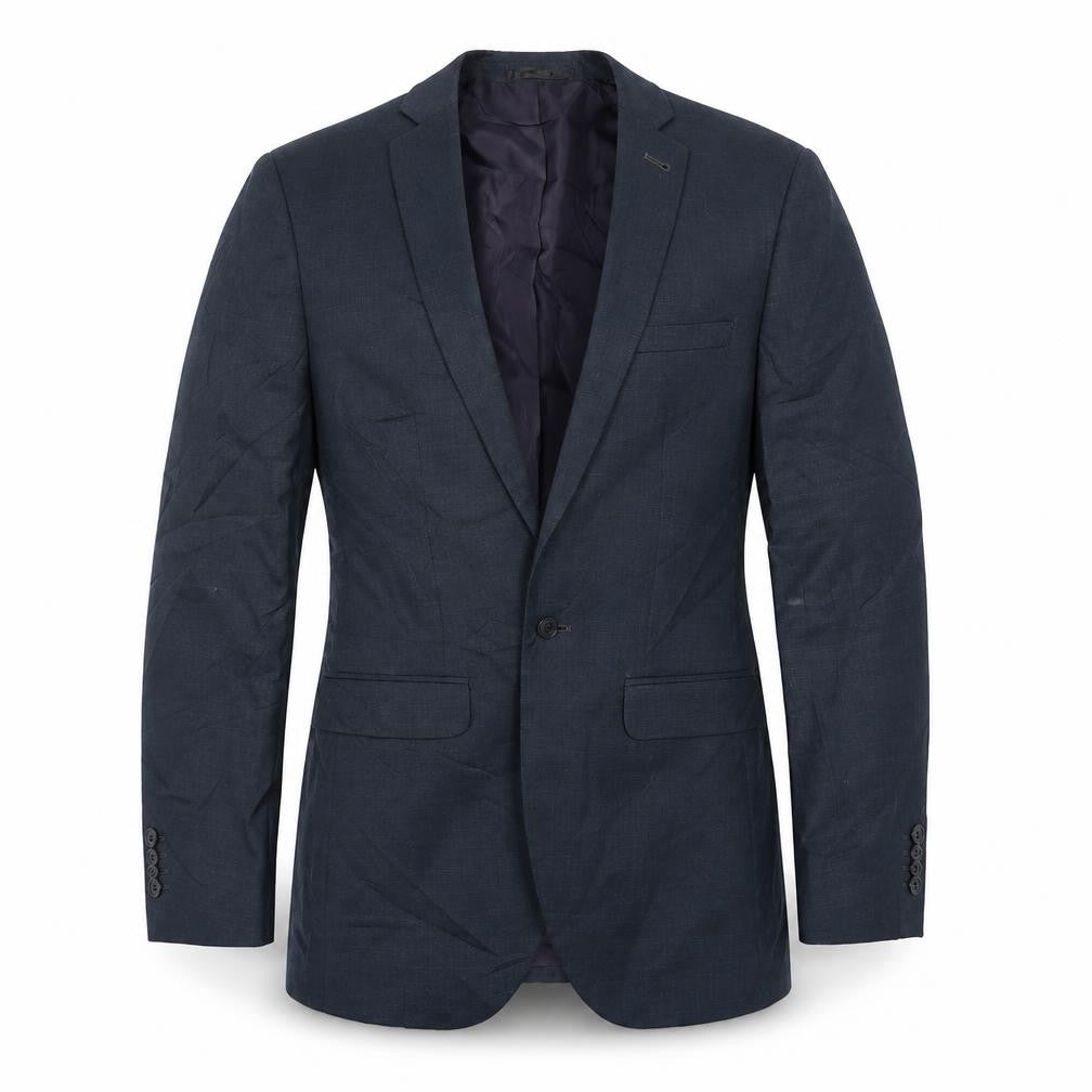 Front view of Taylor & Wright men’s blue jacket suit jacket, size 36