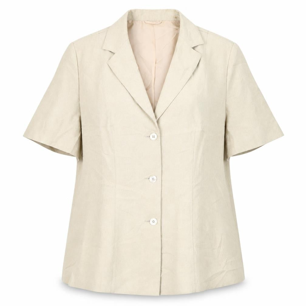 Front view of Essence women’s brown jacket, size UK 20