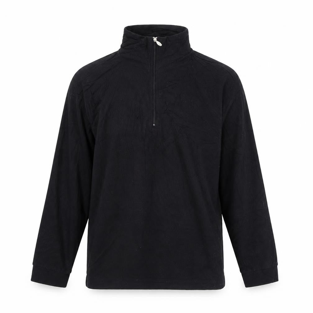 Preworn Boys Black  Fleece Henley Jumper Size XL