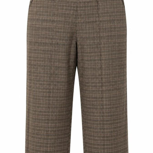 Marks and Spencer Womens Brown Check  Cropped Trousers Size 32 in L20 in