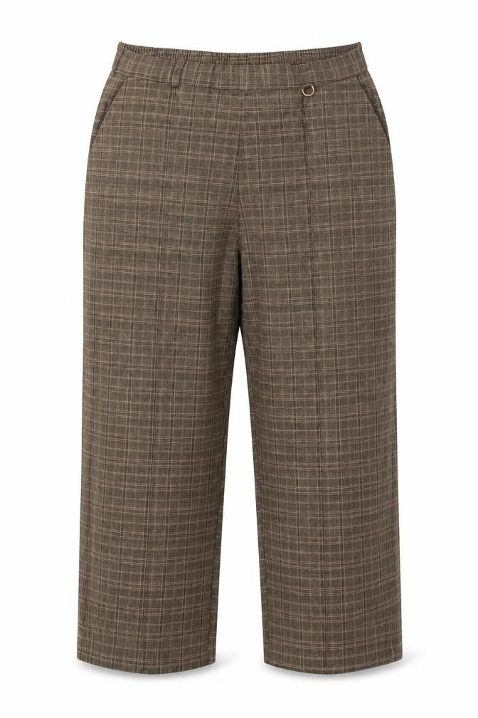 Marks and Spencer Womens Brown Check  Cropped Trousers Size 32 in L20 in