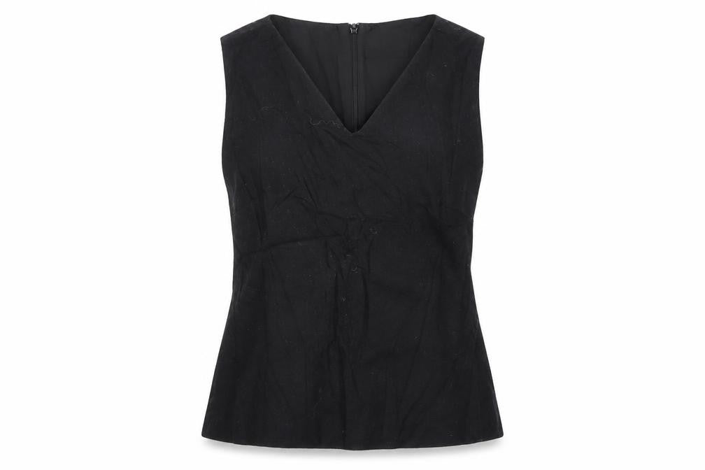 Front view of Marks & Spencer women’s black basic blouse, size UK 8