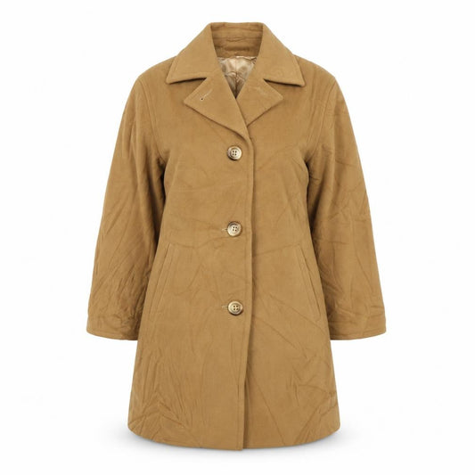 Front view of LAS London women’s brown overcoat jacket, size UK 8