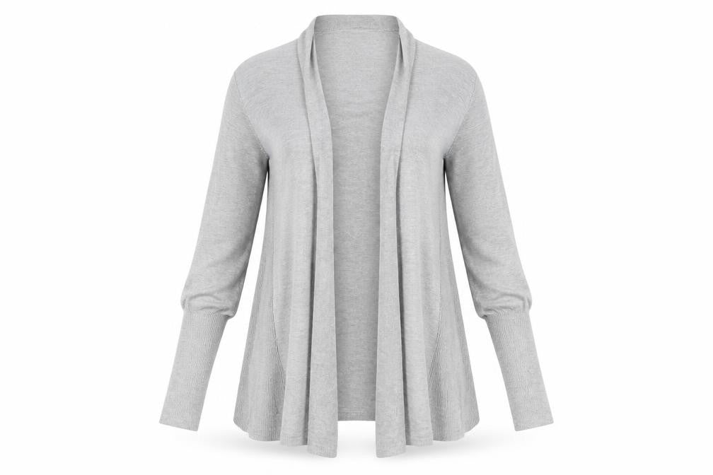 Front view of Marks & Spencer women’s grey cardigan jumper, size M