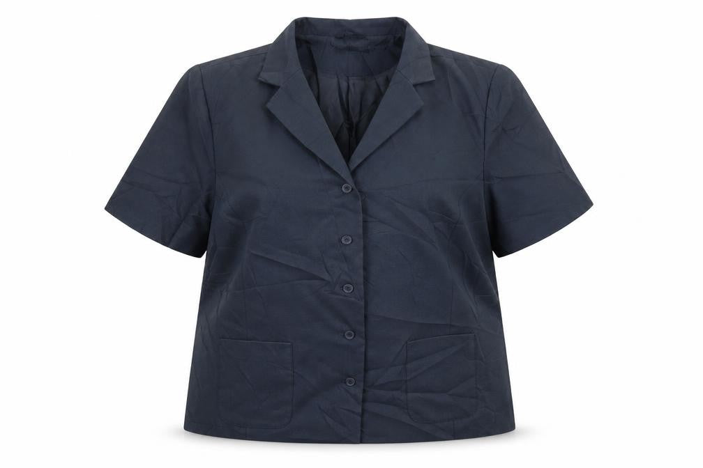 Front view of Balsamik women’s blue jacket, size UK 20