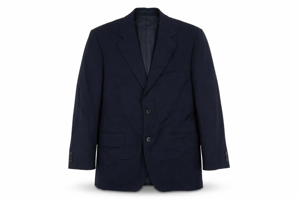 Front view of Pinstripe men’s blue jacket suit jacket, size 38