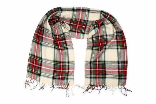 Front view of Preworn women’s multicoloured check shawl/wrap