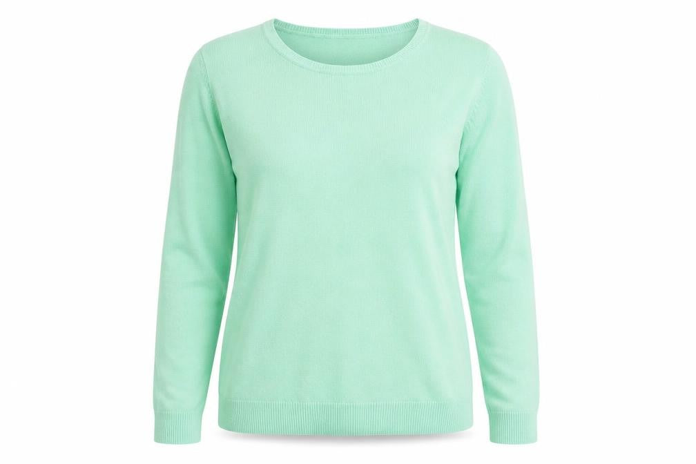 Front view of BHS women’s green basic blouse, size UK 12
