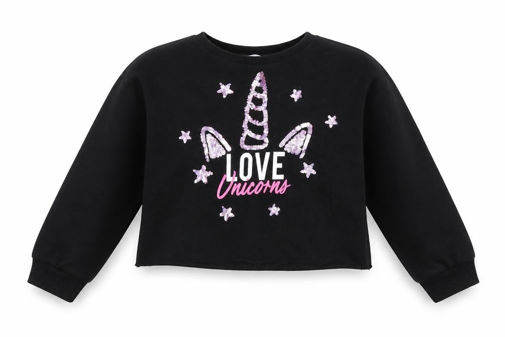 Front view of Primark girls’ black jumper, size 10-11, years - cropped