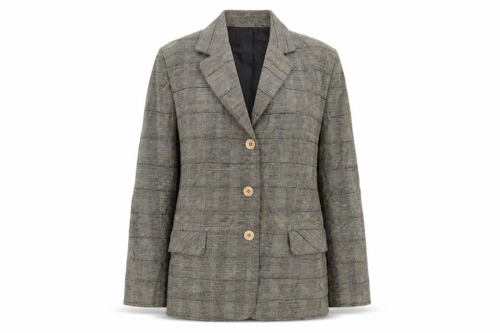 Front view of klass collection women’s beige jacket, size UK 12