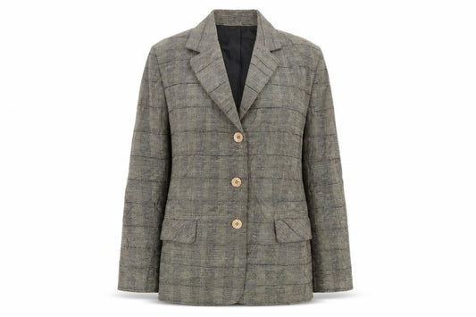 Front view of klass collection women’s beige jacket, size UK 12