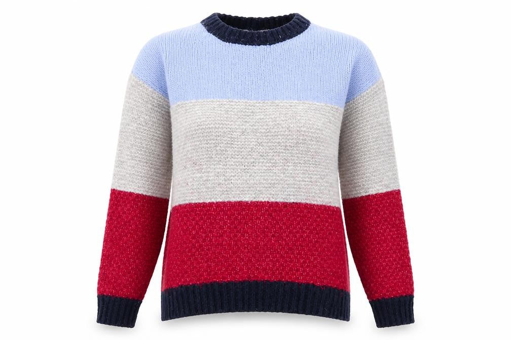 Front view of Marks & Spencer women’s multicoloured striped jumper, size XS
