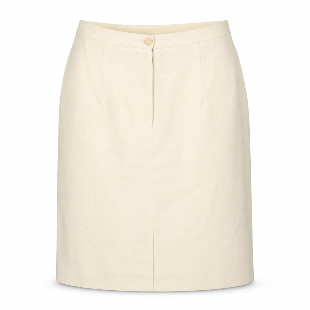 Front view of Canada women’s beige a-line skirt, size UK 12