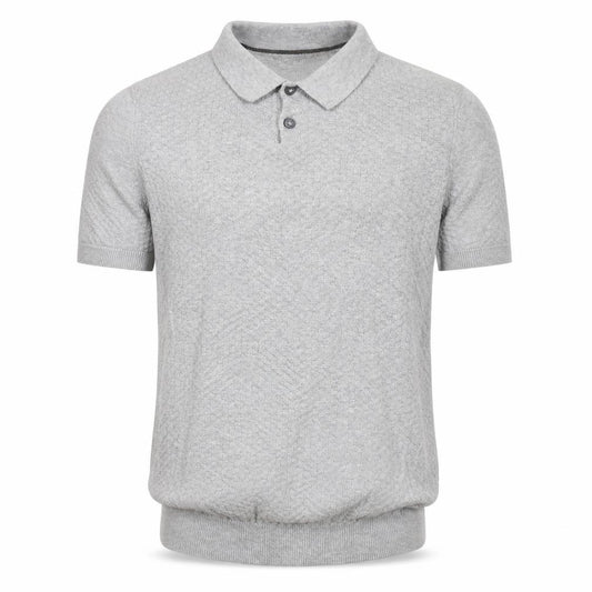 Front view of ACW 85 men’s grey polo, size S