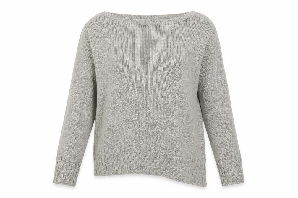 Front view of Per Una women’s beige knit jumper, size UK 10