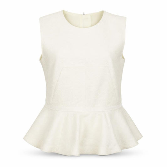 Front view of H&M women’s ivory basic blouse, size UK 10
