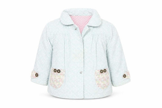 Front view of Henry girls’ blue floral jacket, size 3, years