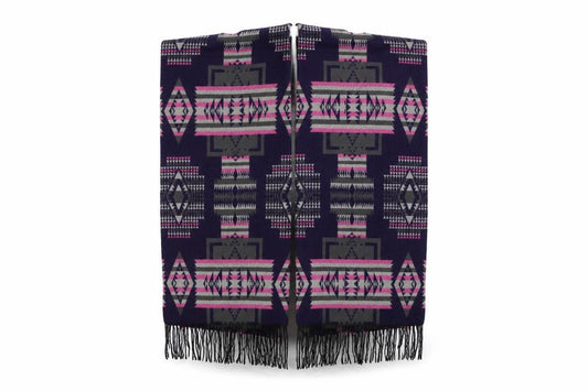 Front view of Preworn women’s blue geometric shawl/wrap