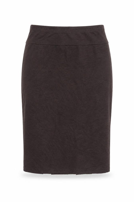 Front view of LUCIA women’s brown flare skirt, size UK 12