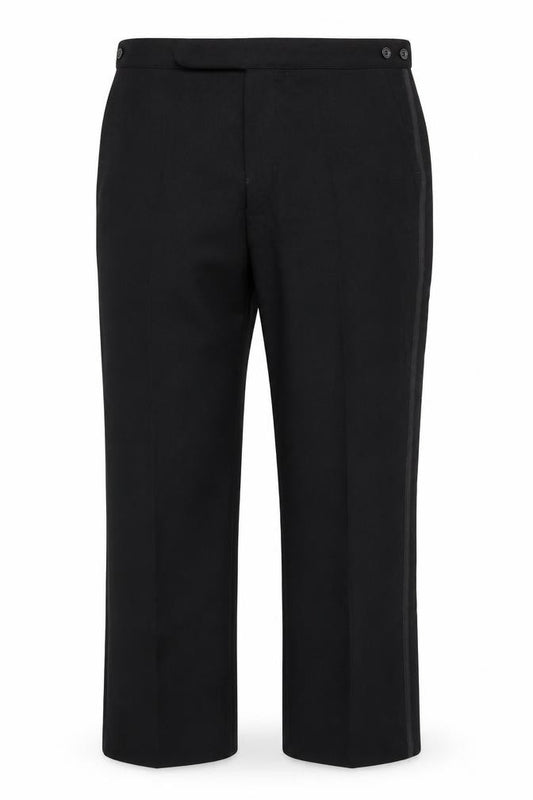 Front view of Preworn men’s black sweatpants, size 36, 30-inch leg