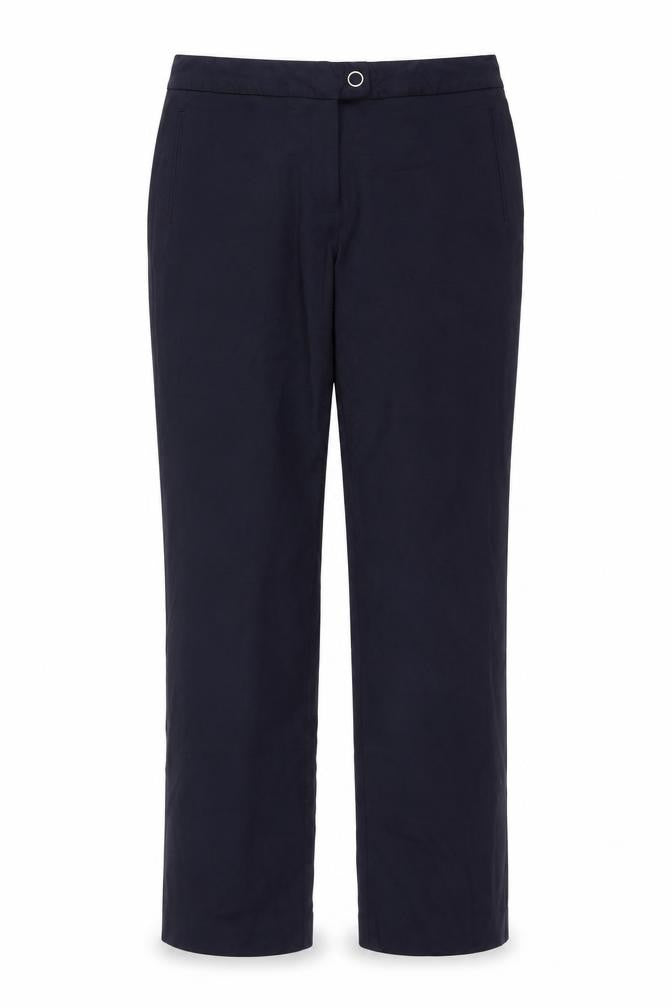 Front view of Marks & Spencer women’s blue trousers, size UK 12, 31-inch leg