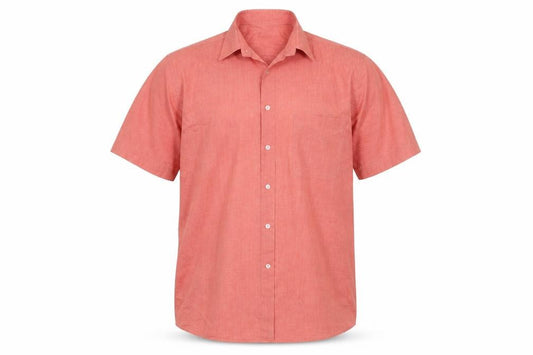 Front view of BHS men’s pink button-up, size 15.5