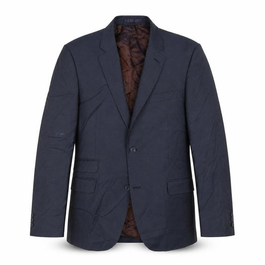 Front view of Woolmark blend men’s blue jacket suit jacket, size 44