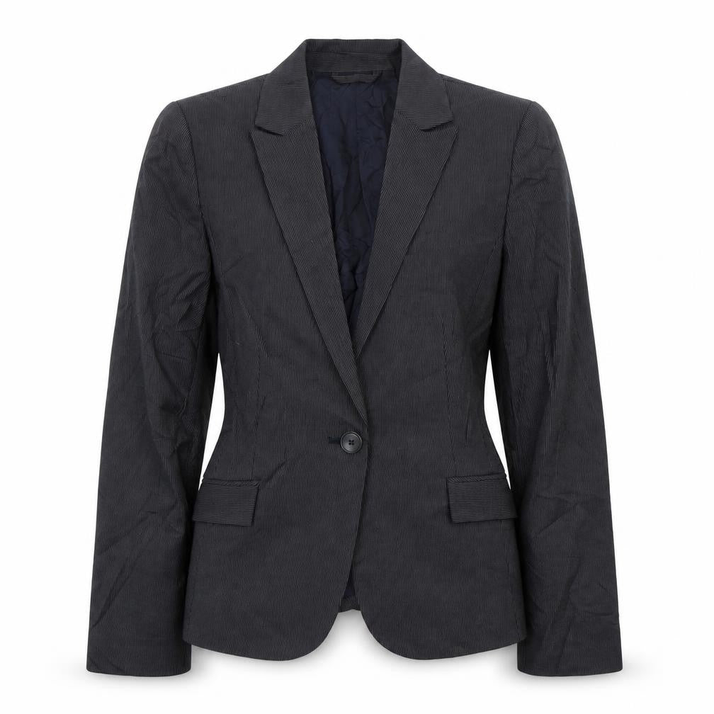 Mango Womens Black Striped  Jacket Suit Jacket Size 8