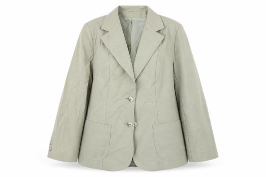 Front view of St Michael women’s green jacket suit jacket, size UK 16