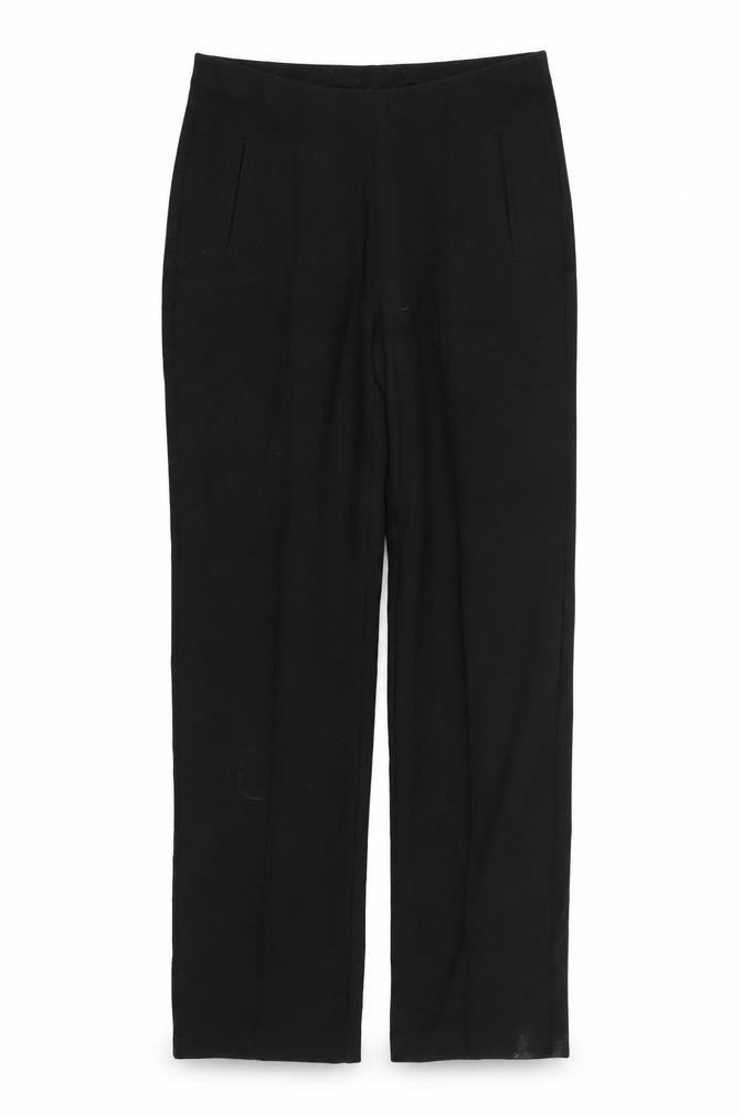Front view of Marks & Spencer women’s black trousers, size UK 8, 26-inch leg