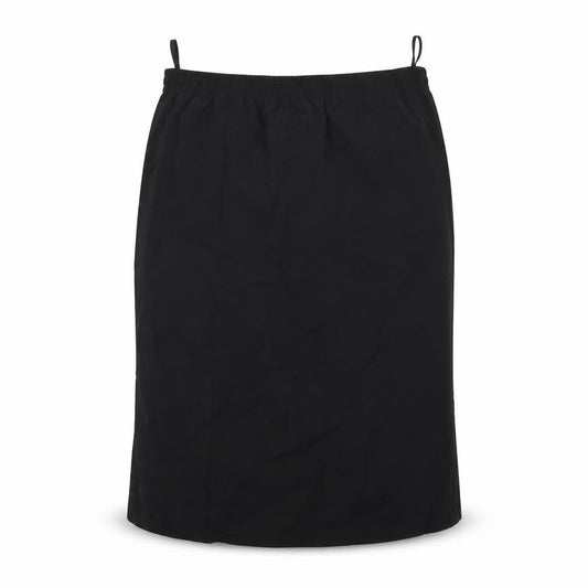 Front view of DELMOD women’s black flare skirt, size UK 32, in