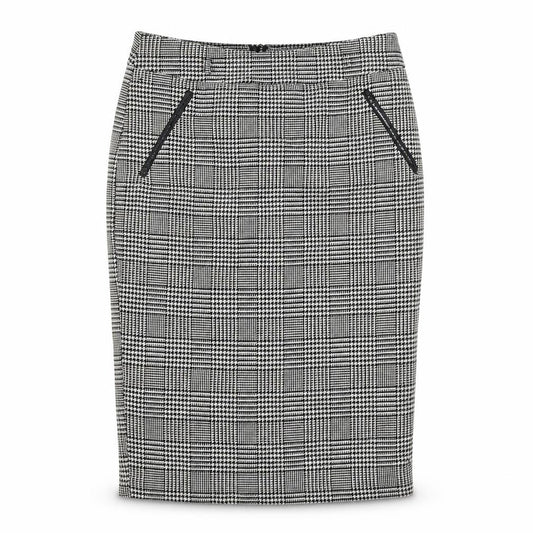 Front view of Papaya women’s grey check flare skirt, size UK 10