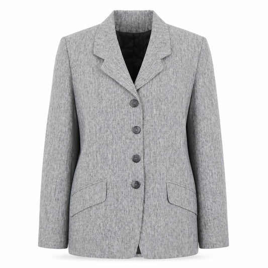 Front view of Design Essentials women’s grey jacket blazer, size UK 14