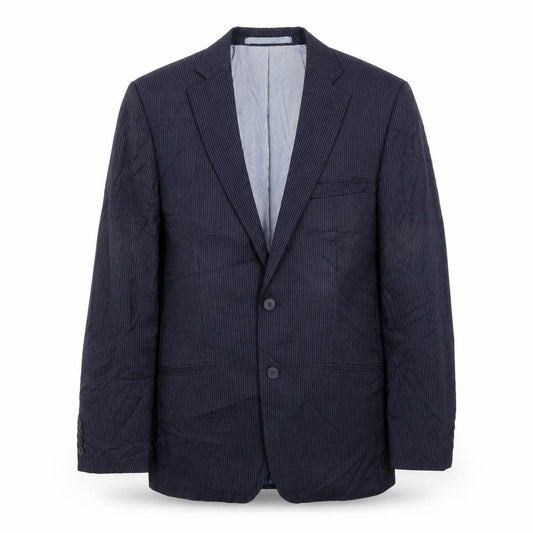Front view of Marks & Spencer men’s blue striped jacket suit jacket, size 38