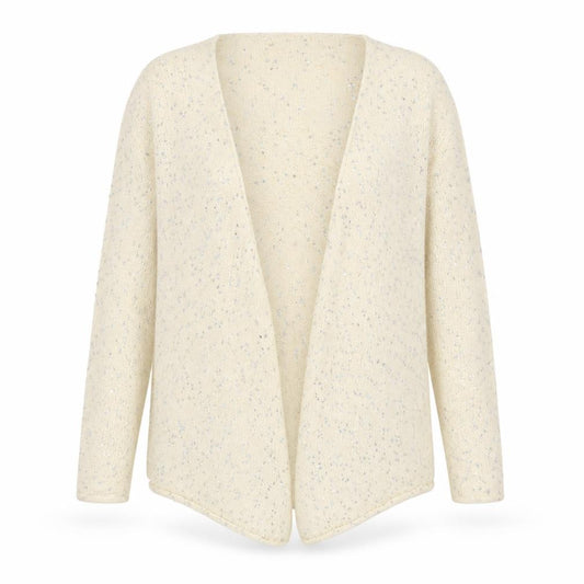 Front view of Preworn women’s ivory cardigan jumper, size L