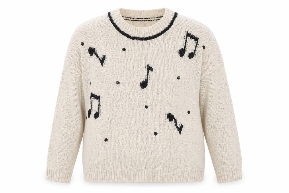 Front view of Limited Edition women’s beige jumper, size UK 14