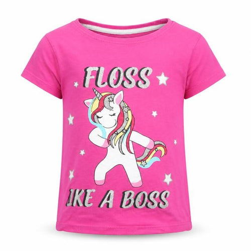 Pep&co Girls Pink   Basic T-Shirt Size 6-7 Years  - Floss like a boss