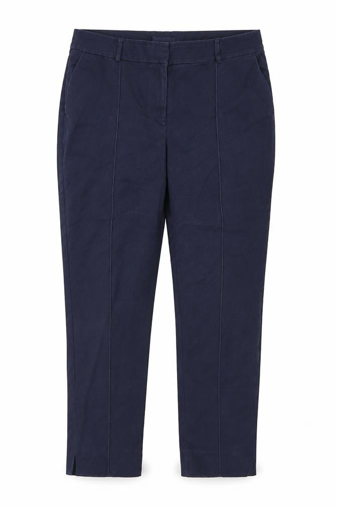 Front view of Warehouse women’s blue trousers, size UK 12, 28-inch leg