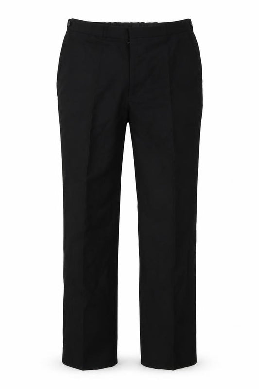 Front view of Lequest men’s black dress pants trousers, size 34, 29-inch leg