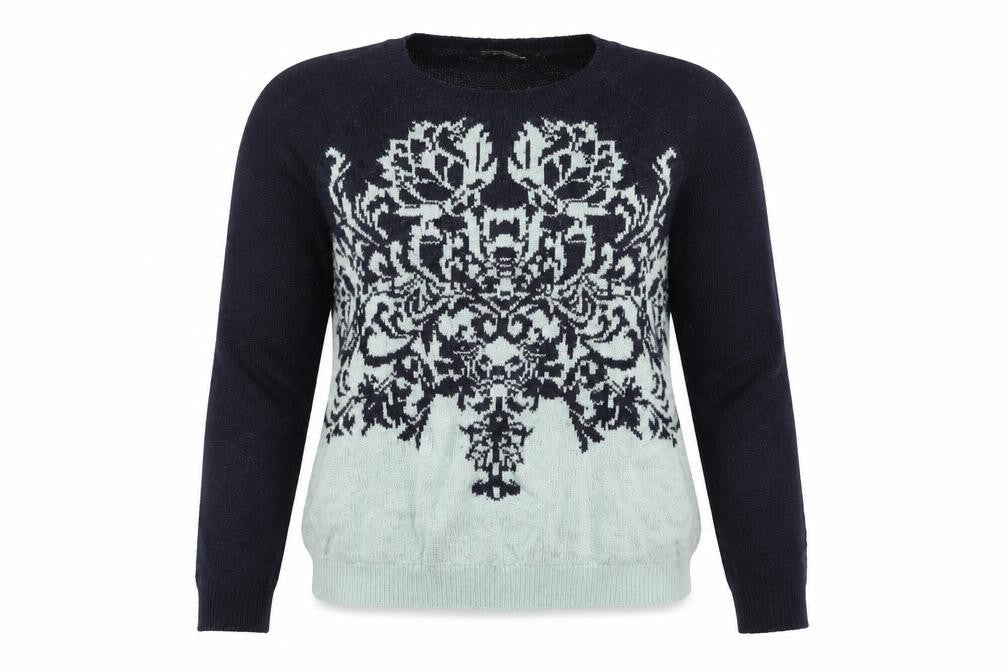 Front view of Dorothy Perkins women’s blue jumper, size UK 12