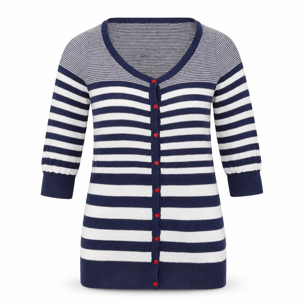 Topshop Womens Blue Striped  Cardigan Jumper Size 10