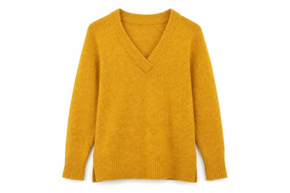 Front view of Jaqueline de Yong women’s yellow jumper, size L